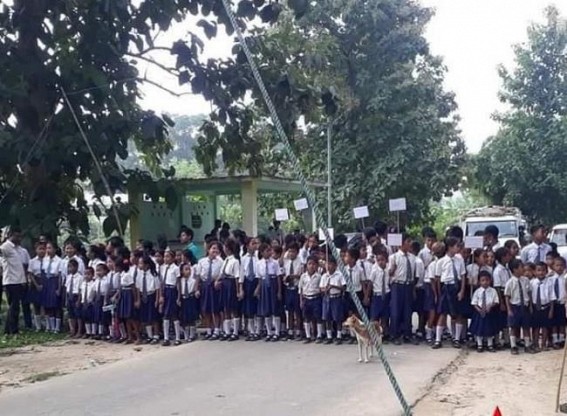 Teachers’ Crisis continues in Tripura Schools : Students blocked road in Ampi